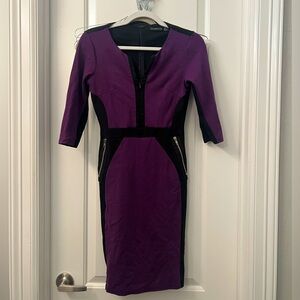 Purple TV newscaster dress